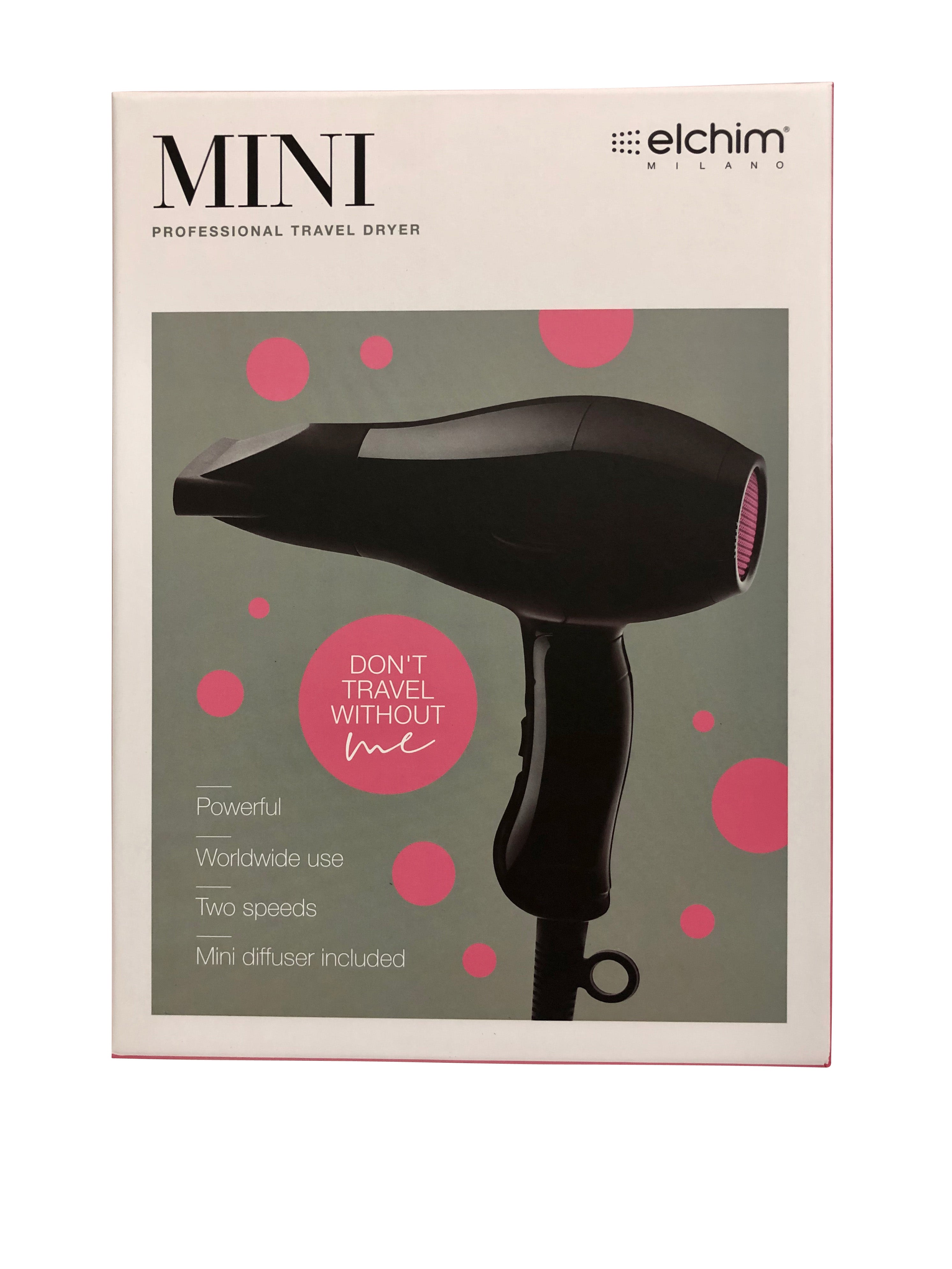 Elchim Milano Mini Professional Travel Dryer Black