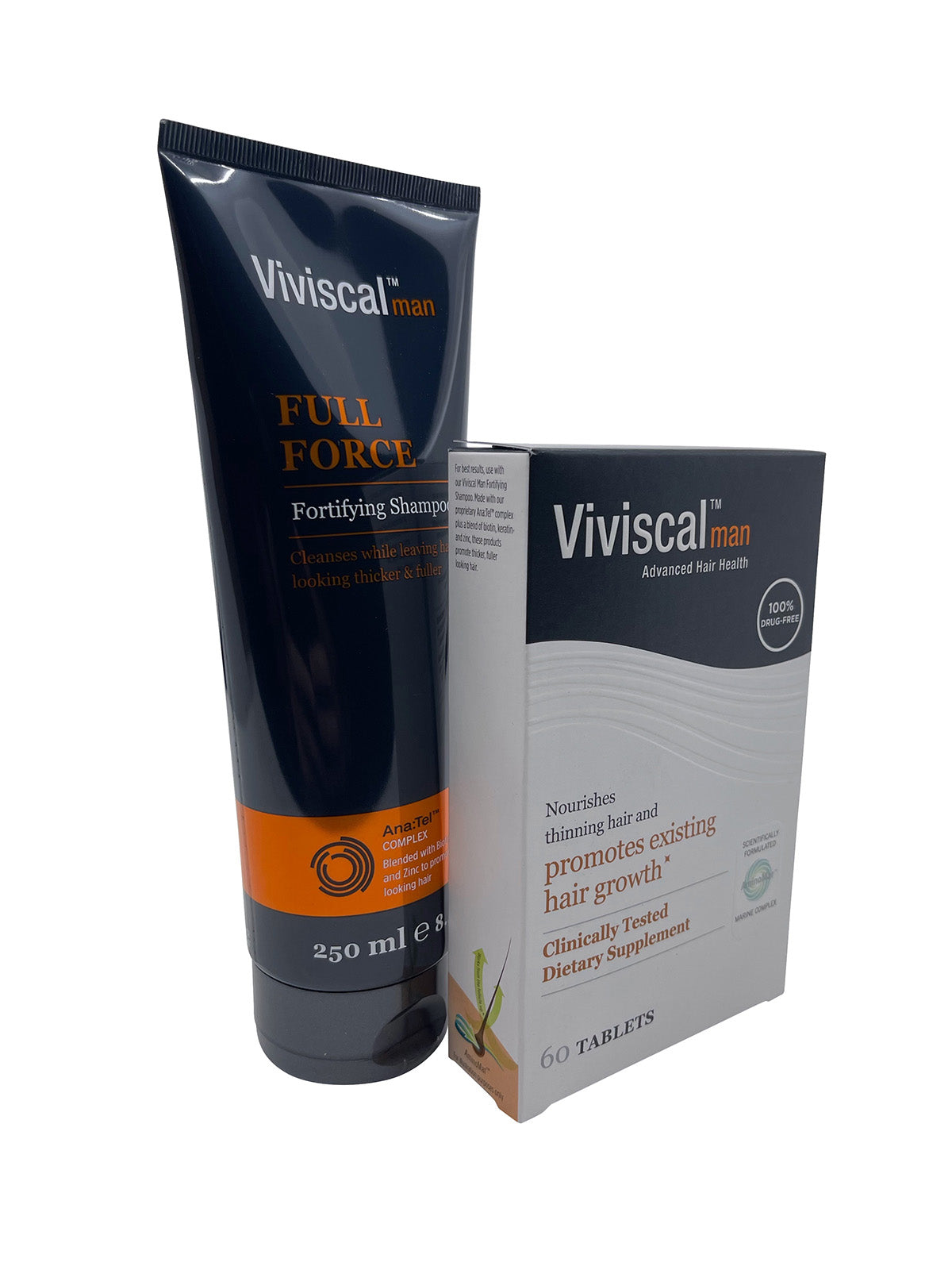 Viviscal Man Full Force Shampoo 8.45 OZ & Hair Growth Supplements 60 Tablets