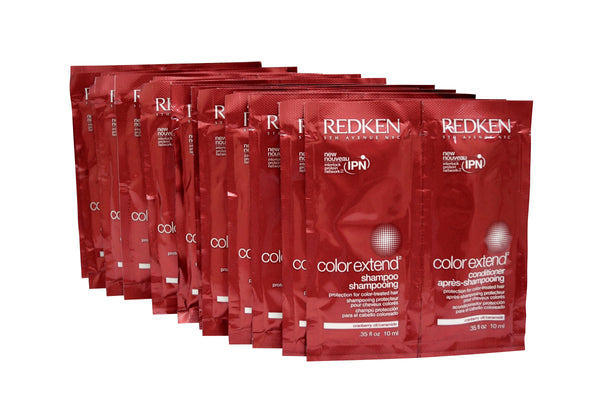Redken Color Extend Shampoo & Conditioner .35 OZ Travel Sachets Set of ...
