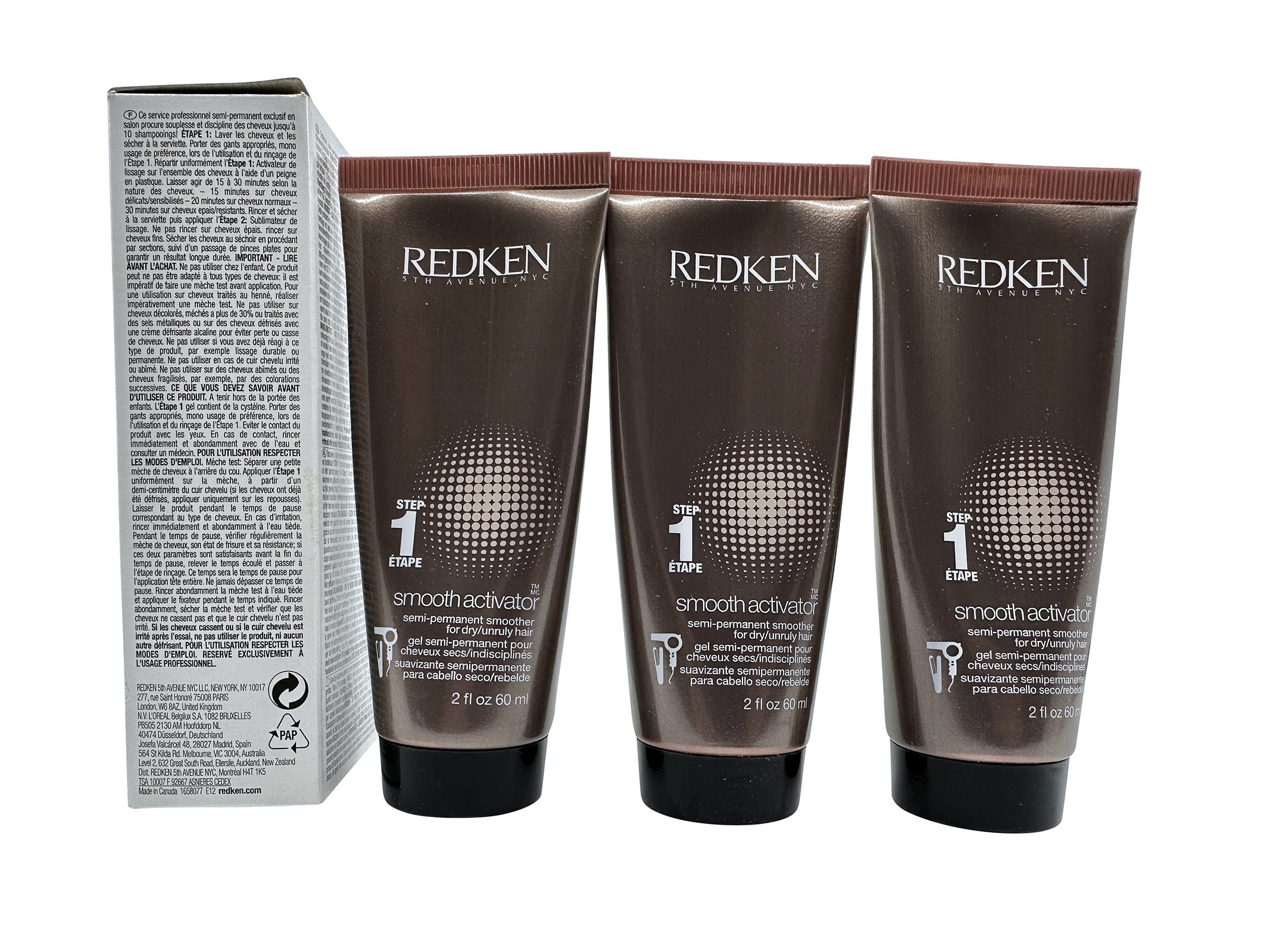 Redken Smooth Activator Step 1 Semi Permanent Smoother Dry Hair 2 OZ x 3