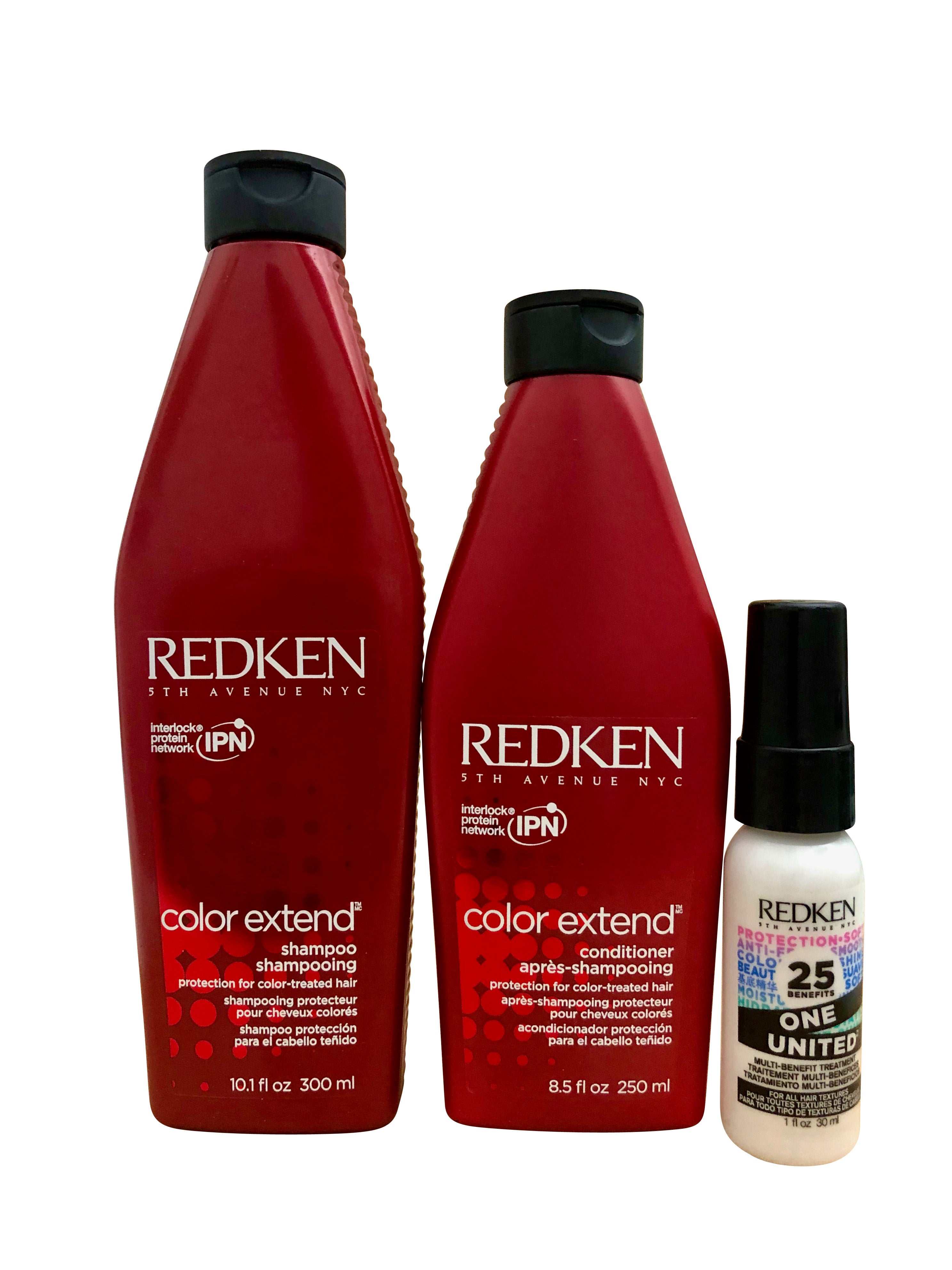 Redken Color Extend Shampoo 10.1 OZ, Conditioner 8.5 OZ & Multi Benefit Treatment 1 OZ Set