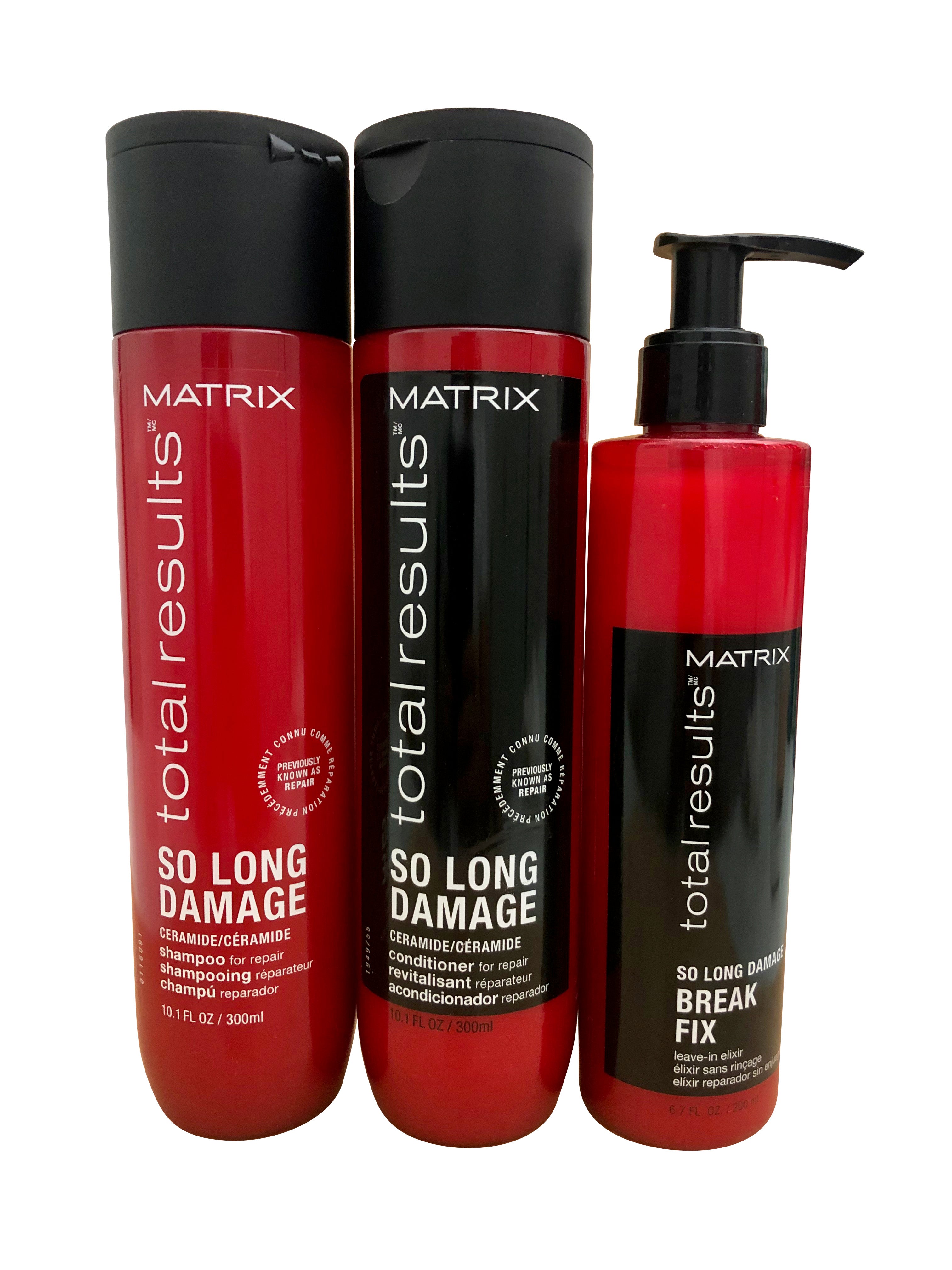 Matrix So Long Damage Shampoo 10.1 OZ, Conditioner 10.1 OZ & Break Fix 6.7 OZ Set