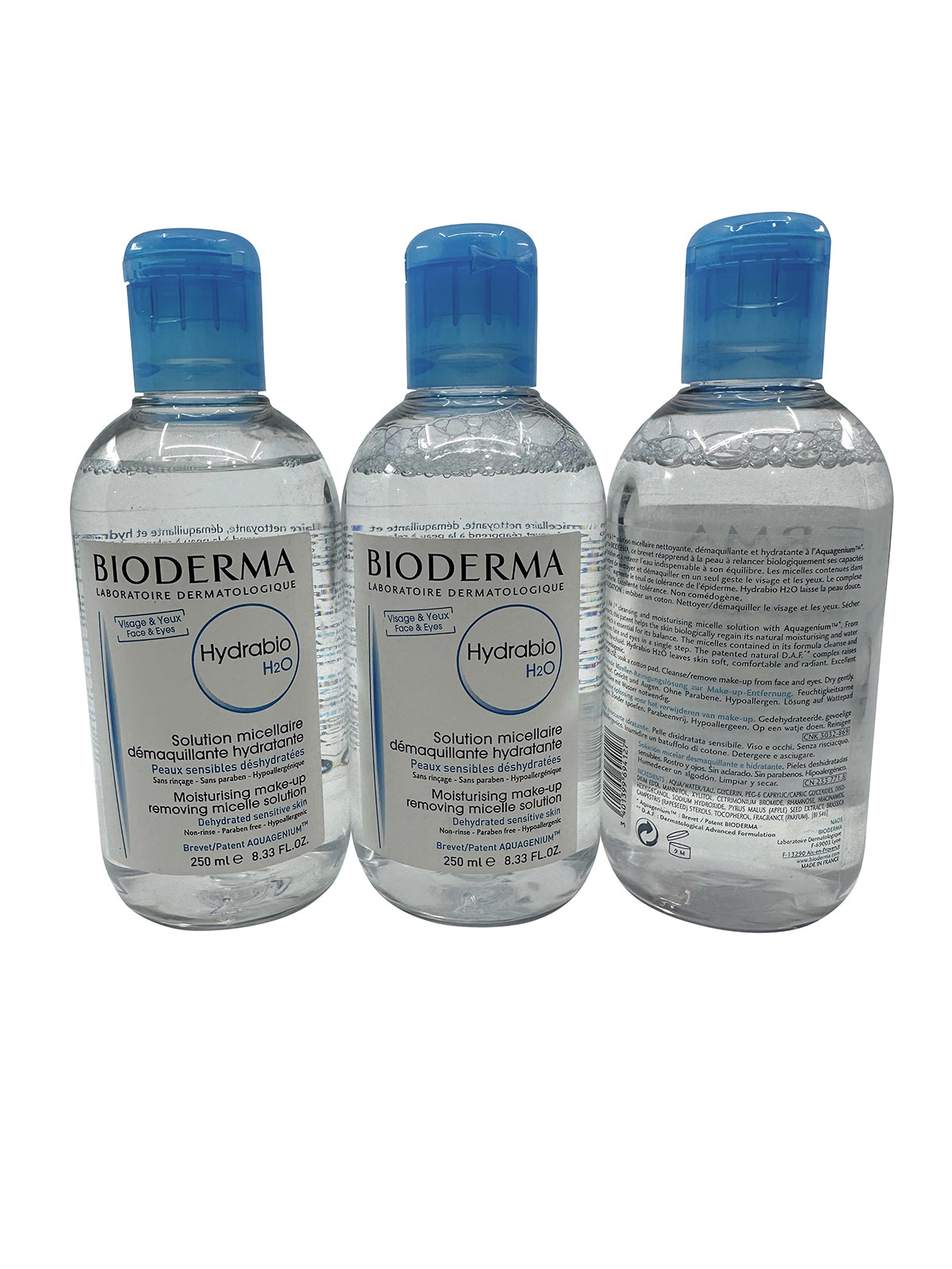 Bioderma Hydrabio H2O Moisturizing Micellar Water 8.33 OZ Pack of 3