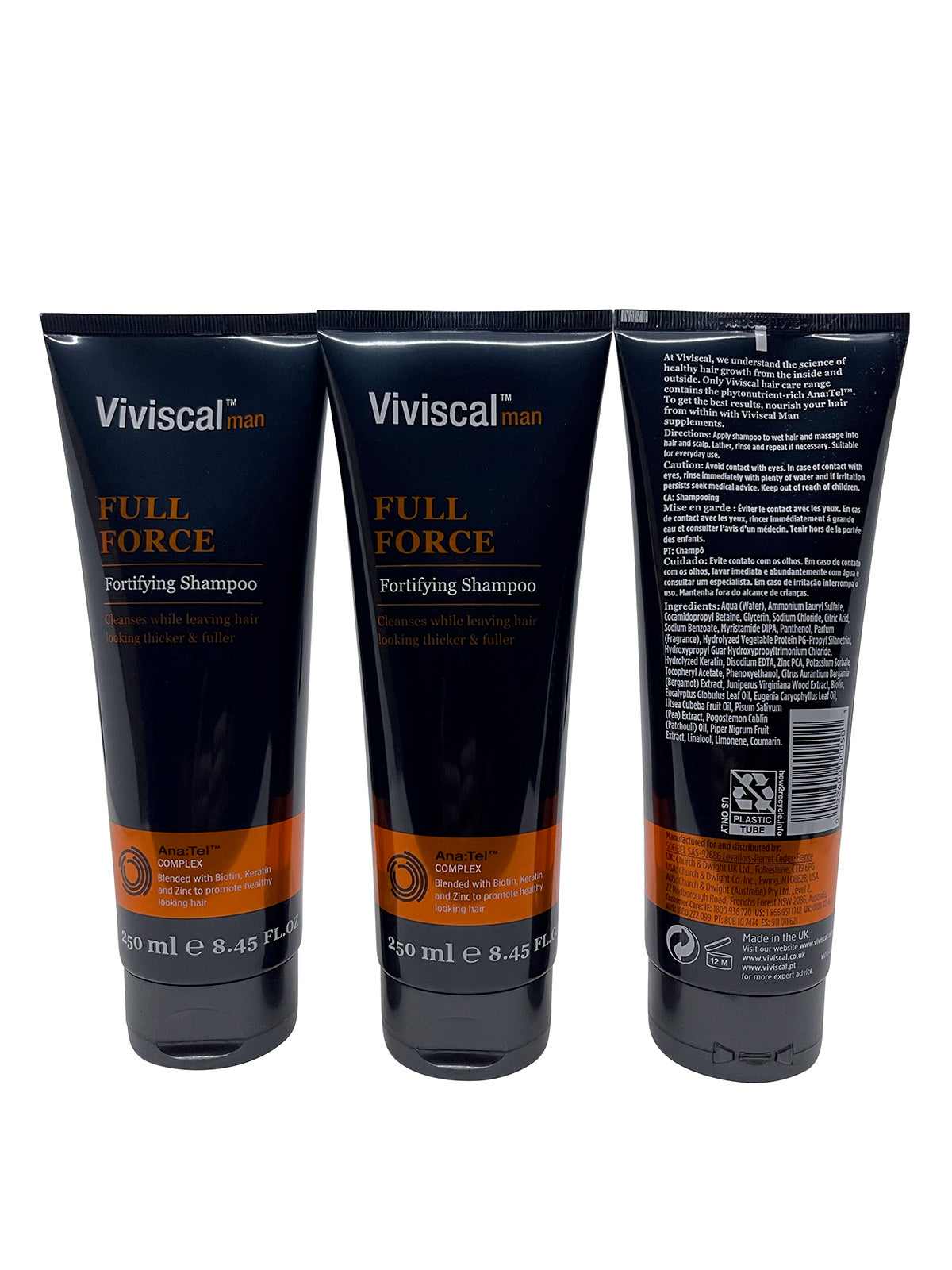 Viviscal Man Full Force Fortifying Shampoo 8.45 OZ Set of 3