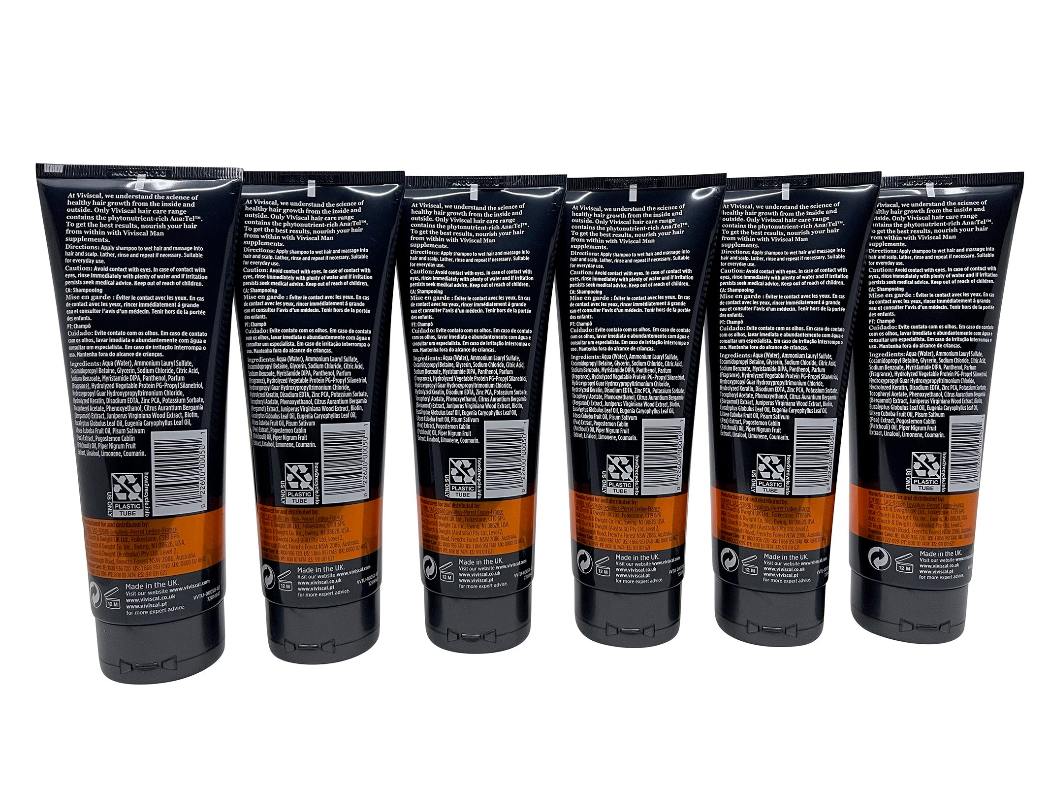 Viviscal Man Full Force Fortifying Shampoo 8.45 OZ Set of 6